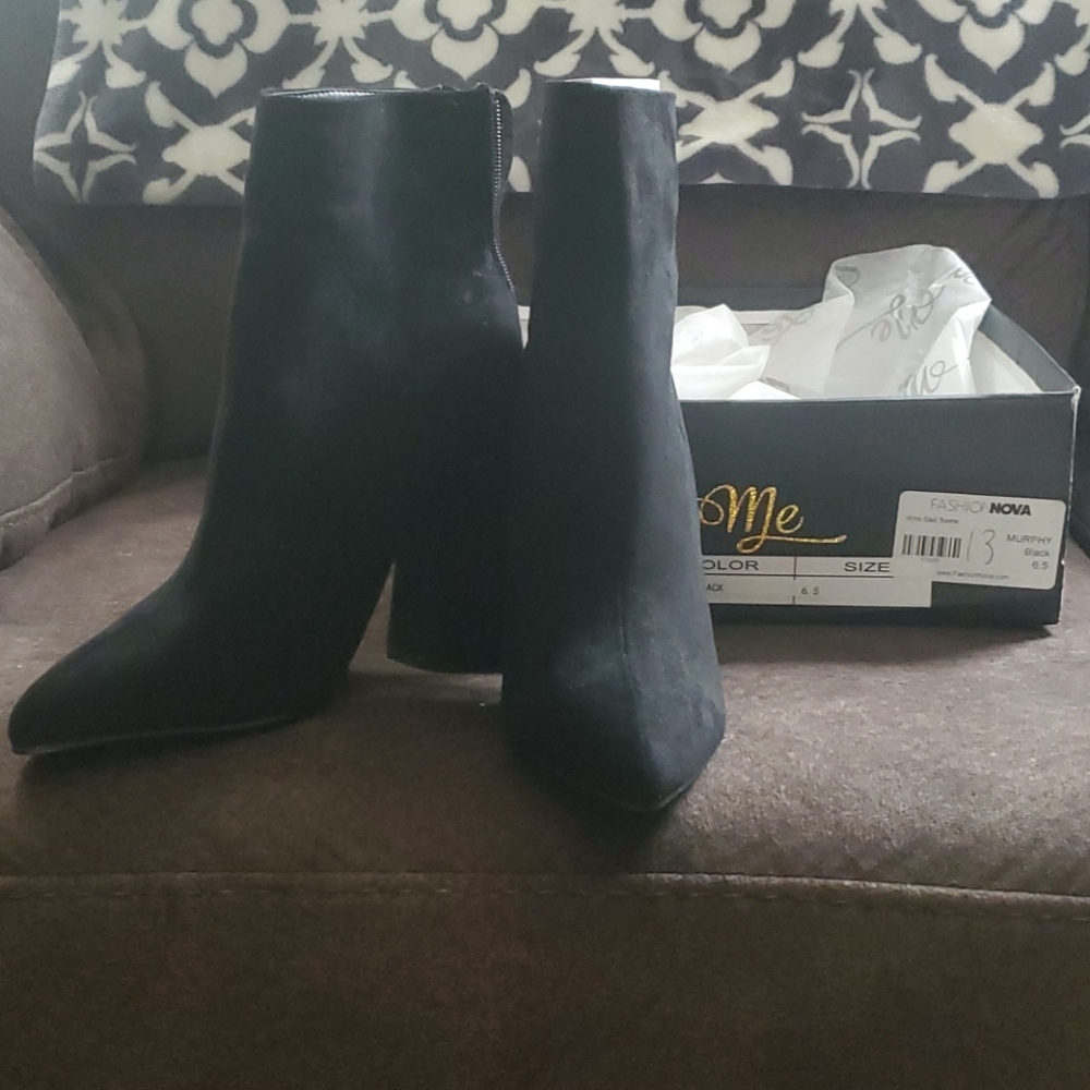 Black high heel booties
